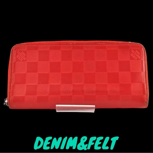 ♥️Louis Vuitton LV Orange Damier Infini Leather Organizer/Long Zip Around Wallet - Picture 1 of 9